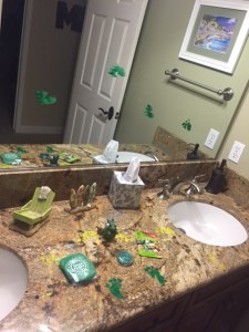 green leprechaun on mirror